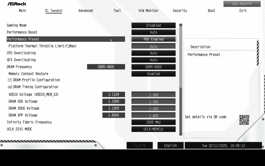 ASRock B850 Steel Legend WiFi motherboard: BIOS