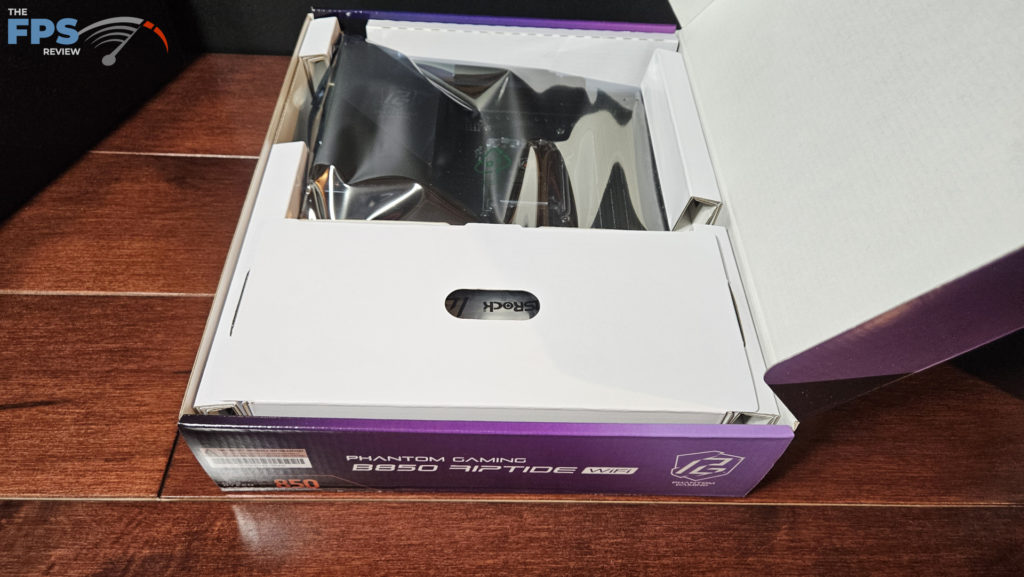 ASRock Phantom Gaming B850 RIPTIDE WiFi motherboard: box open