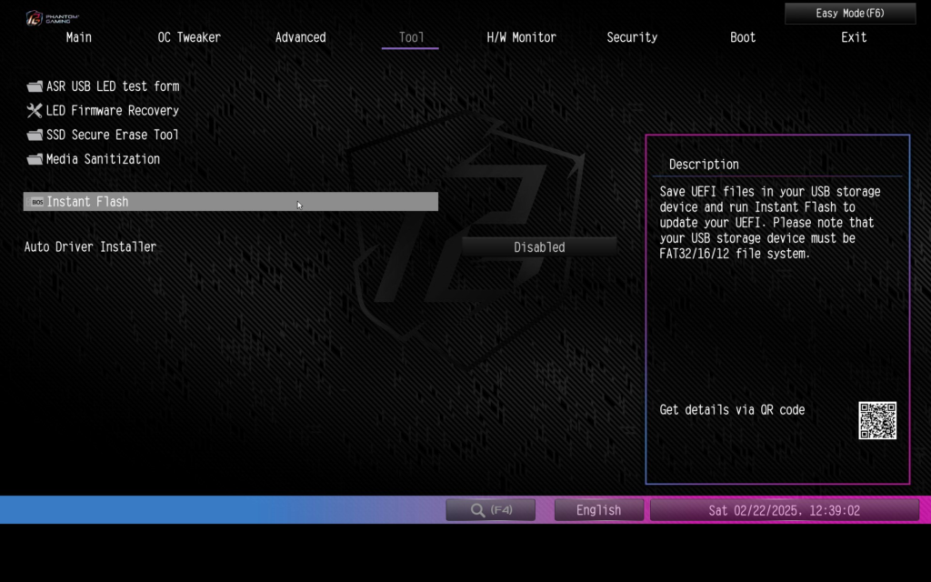 ASRock Phantom Gaming B850 RIPTIDE WiFi motherboard: BIOS