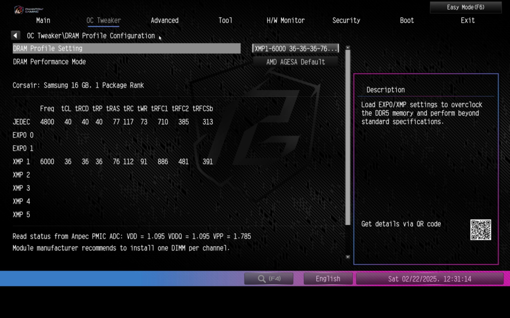ASRock Phantom Gaming B850 RIPTIDE WiFi motherboard: BIOS