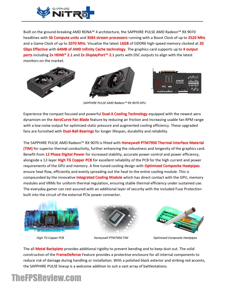 SAPPHIRE Radeon RX 9000 Series Press Deck