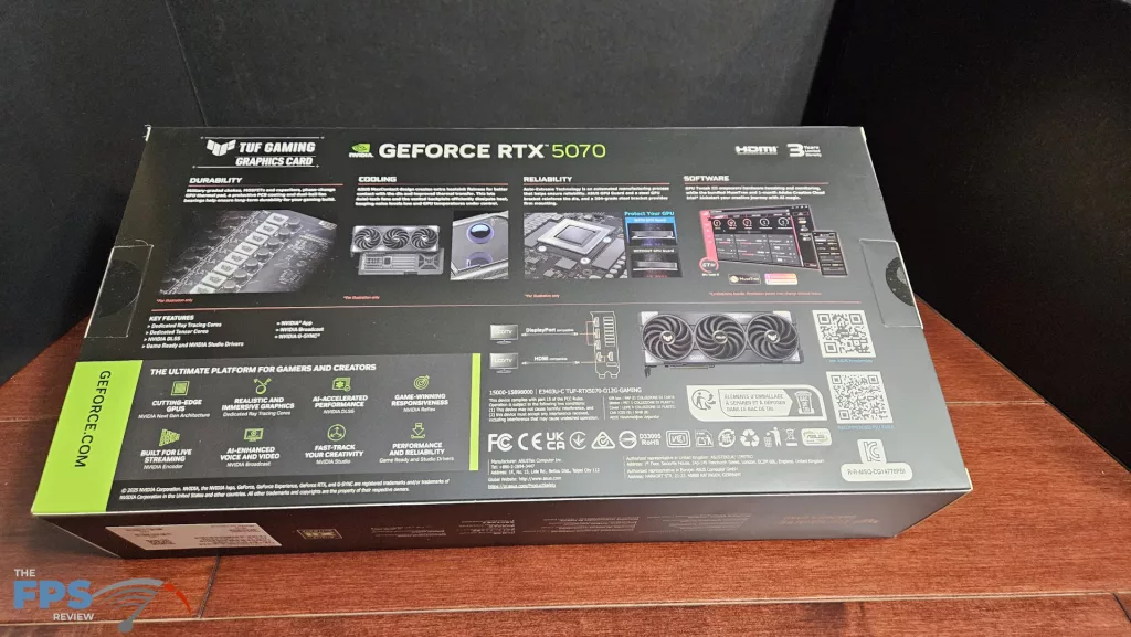 ASUS GeForce RTX 5070 TUF GAMING OC Edition : box back