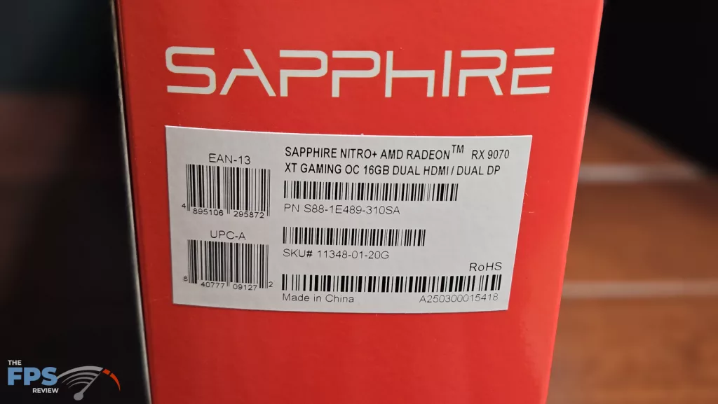  SAPPHIRE Nitro+ Radeon RX 9070 XT Gaming OCbox label