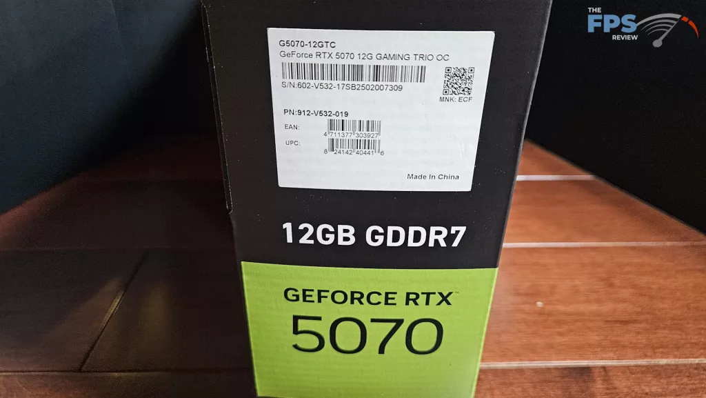 MSI GeForce RTX 5070 12G GAMING TRIO OC: box label