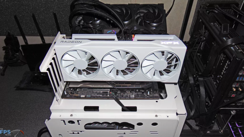 XFX Swift AMD Radeon RX 9070 OC White Triple Fan Gaming Edition Installed in Computer
