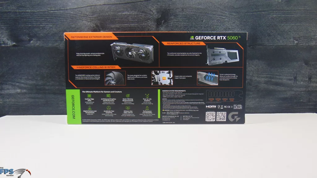 GIGABYTE GeForce RTX 5060 Ti GAMING OC 16G Box Back