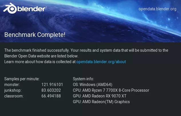 ASRock B850 CHALLENGER WiFi WHITE: performance benchmark Blender