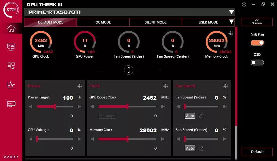 ASUS GPU Tweak III Default Screenshot