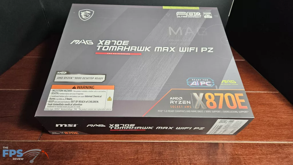 MSI MAG X870E TOMAHAWK MAX WiFi PZ motherboard: box