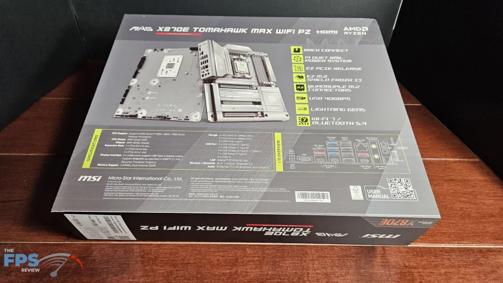 MSI MAG X870E TOMAHAWK MAX WiFi PZ motherboard: box