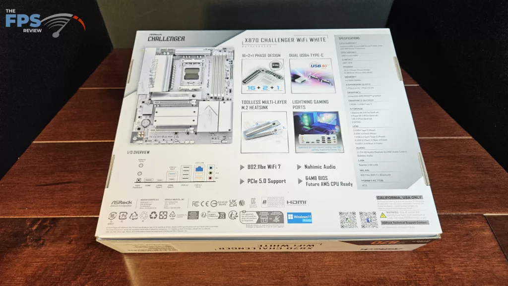 ASRock X870 CHALLENGER WiFi White motherboard: box